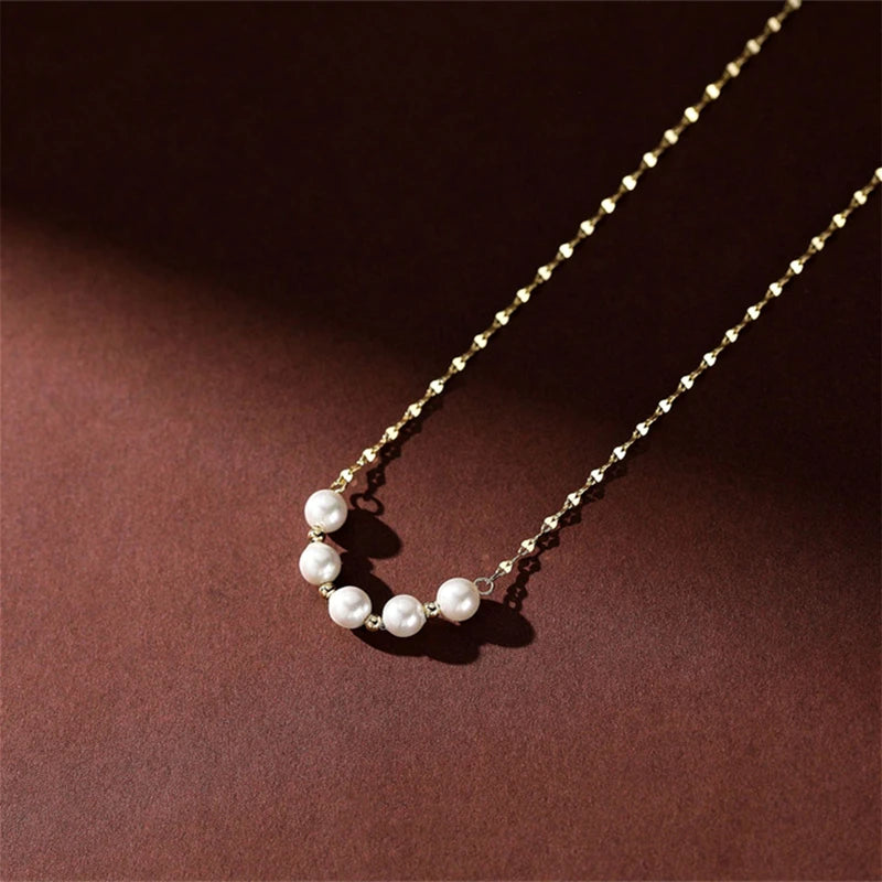 925 Silver Pearl Necklace for Women Choker Wedding Party Jewelry