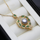 925 Silver Pearl Pendant Necklace, Gold Plated Freshwater Pearl Chain