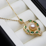 925 Silver Pearl Pendant Necklace, Gold Plated Freshwater Pearl Chain