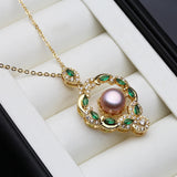 925 Silver Pearl Pendant Necklace, Gold Plated Freshwater Pearl Chain