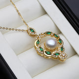 925 Silver Pearl Pendant Necklace, Gold Plated Freshwater Pearl Chain