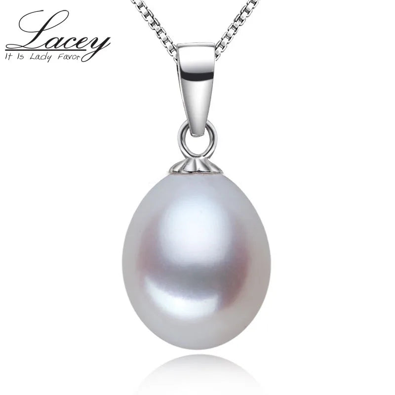925 Silver Pearl Pendant Necklace Real Natural Pearl Chain Girl Gift