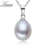 925 Silver Pearl Pendant Necklace Real Natural Pearl Chain Girl Gift
