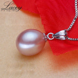 925 Silver Pearl Pendant Necklace Real Natural Pearl Chain Girl Gift