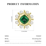 925 Silver Pearl Green Nano Stone Pendant Necklace