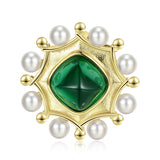 925 Silver Pearl Green Nano Stone Pendant Necklace