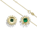 925 Silver Pearl Green Nano Stone Pendant Necklace
