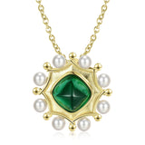 925 Silver Pearl Green Nano Stone Pendant Necklace