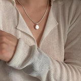925 Silver Pearl Chain Choker Necklace Women Fine Jewelry
