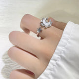925 Silver Pearl Shell Star Moon Ring Women Party Jewelry