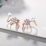 925 Silver Pearl Snowflake Stud Earrings Jewelry