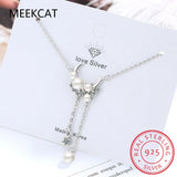 925 Silver Moon Necklace with Pearl Tassels for Women Choker Jewelry