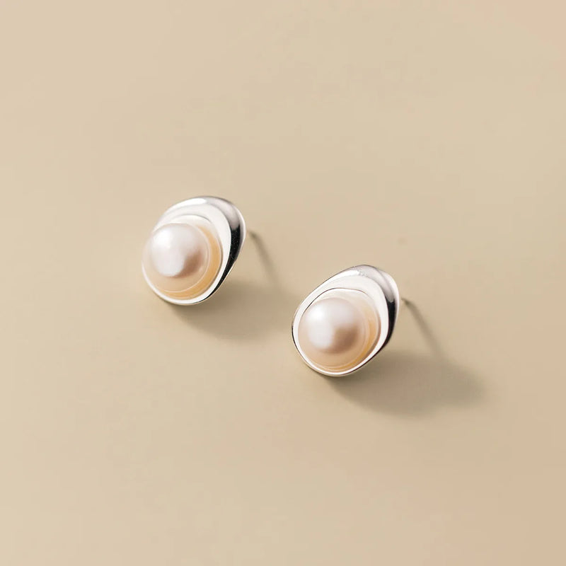 925 Sterling Silver Pearl Stud Earrings For Women Kids Ear Wedding Party Jewelry