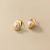 925 Sterling Silver Pearl Stud Earrings For Women Kids Ear Wedding Party Jewelry
