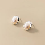 925 Sterling Silver Pearl Stud Earrings For Women Kids Ear Wedding Party Jewelry