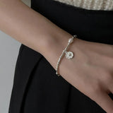 925 Silver Pearls Bamboo Knots Bracelet Women Girl Birthday Gift