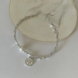 925 Silver Pearls Bamboo Knots Bracelet Women Girl Birthday Gift