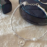 925 Silver Pearls Bamboo Knots Bracelet Women Girl Birthday Gift