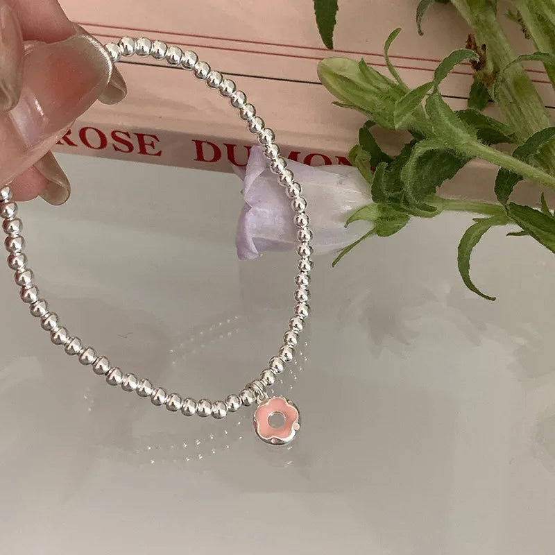 925 Silver Pearls Bamboo Knots Bracelet Women Girl Jewelry