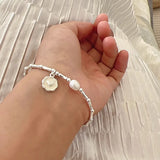 925 Silver Pearls Bamboo Knots Bracelet Women Girl Jewelry