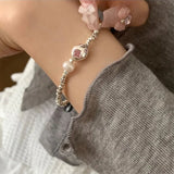 925 Silver Pearls Bracelet with Heart Pendant