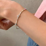 925 Silver Pearls Bracelet with Heart Pendant