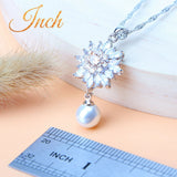925 Silver Pearls Set Champagne Zircon Wedding Necklace