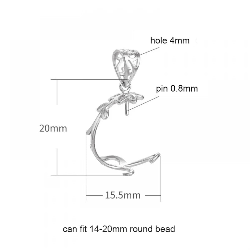 925 Silver Peg Bail 14-20mm Pearls Stones DIY Jewelry Charms