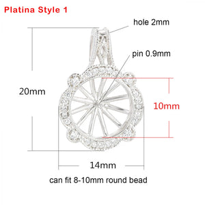 925 Silver Pendant Base for 7-9mm/8-10mm Round Pearls