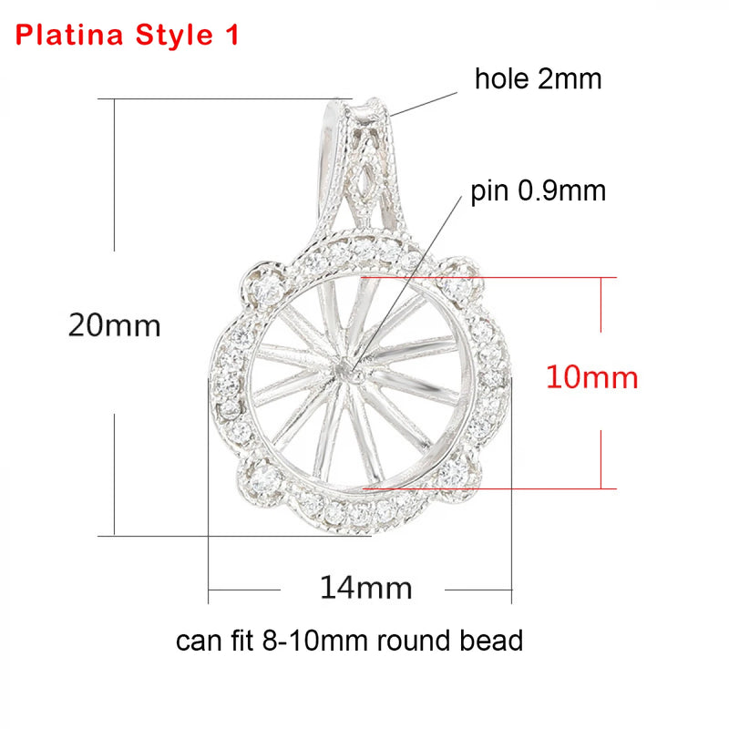 925 Silver Pendant Base for 7-9mm/8-10mm Round Pearls