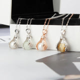 925 Silver Pendant Bergamot Multi-color Round Bead Necklace Women