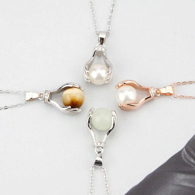 925 Silver Pendant Bergamot Multi-color Round Bead Necklace Women