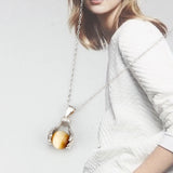 925 Silver Pendant Bergamot Multi-color Round Bead Necklace Women