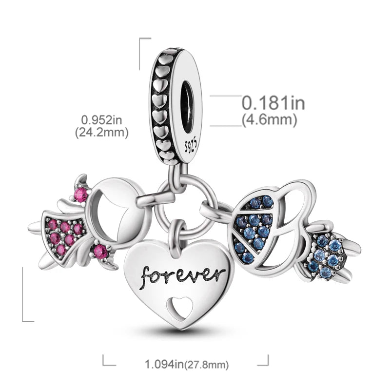 925 Silver Love Forever Charm Pendant with Zircon