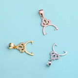 925 Silver Pendant Clasp 10-12mm Round Bead Semi Mount Pendant
