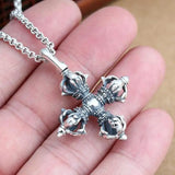 925 Silver Cross Vajra Pendant for Men and Women