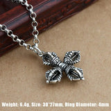 925 Silver Cross Vajra Pendant for Men and Women
