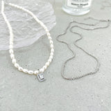 925 Silver Pendant CZ Choker Freshwater Pearl Necklace