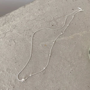 Sterling Silver Pendant Choker Pearl Beaded Chain Necklace