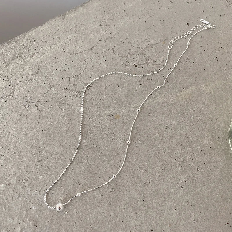 Sterling Silver Pendant Choker Pearl Beaded Chain Necklace