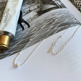 Sterling Silver Pendant Choker Pearl Beaded Chain Necklace