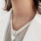 Sterling Silver Pendant Choker Pearl Beaded Chain Necklace