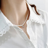 925 Silver Pendant CZ Choker Freshwater Pearl Necklace