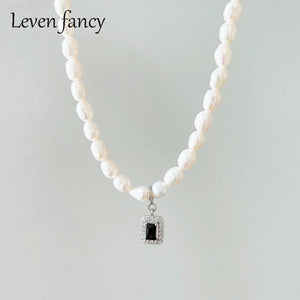 925 Silver Pendant CZ Choker Freshwater Pearl Necklace