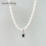 925 Silver Pendant CZ Choker Freshwater Pearl Necklace