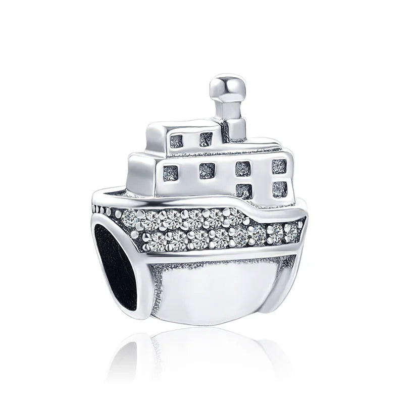 925 Silver Pendant Baby Carriage Tower Bead Charm Bracelet Jewelry Gift