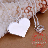 925 Silver Heart Pendant Chain Choker Necklace