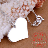 925 Silver Heart Pendant Chain Choker Necklace