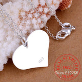 925 Silver Heart Pendant Chain Choker Necklace