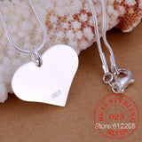 925 Silver Heart Pendant Chain Choker Necklace